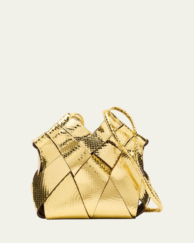 Charlotte Metallic Snake-Print Crossbody Bag